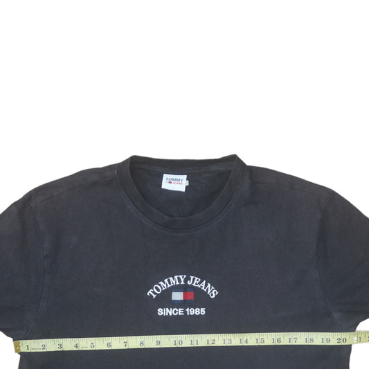 Tommy Jeans Men's Black Cotton Embroidered Logo T-Shirt Size L