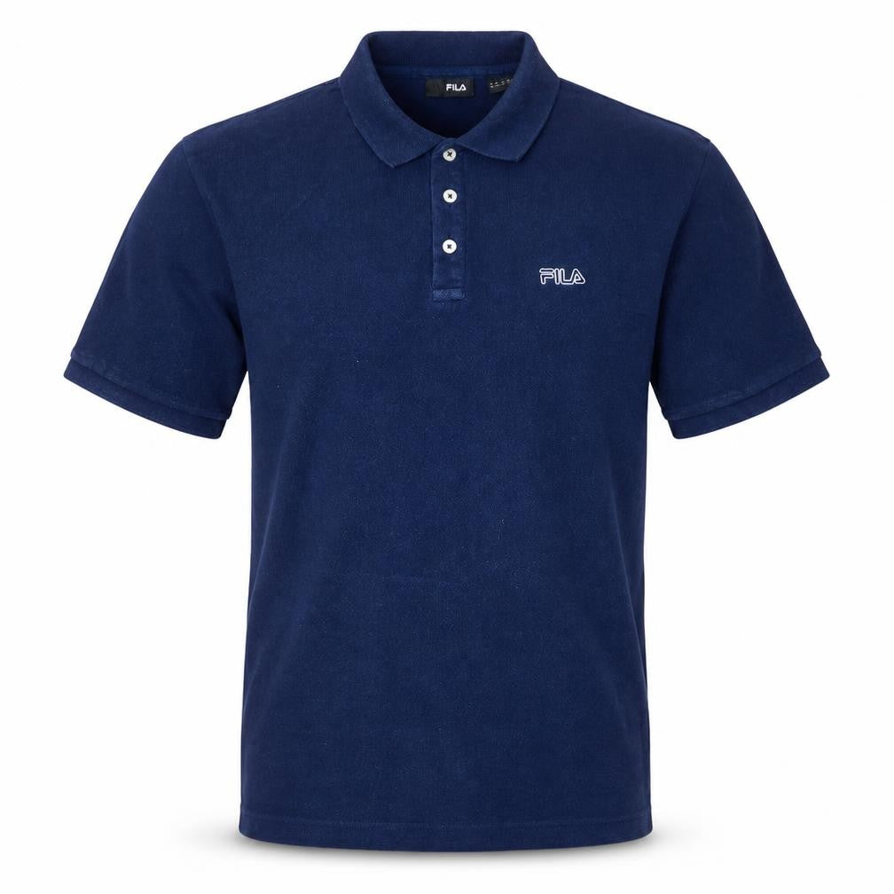 FILA Men's Blue Cotton Polo Shirt XL Classic Logo Casual