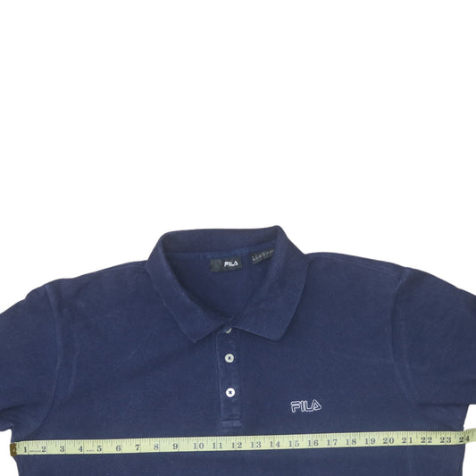 FILA Men's Blue Cotton Polo Shirt XL Classic Logo Casual
