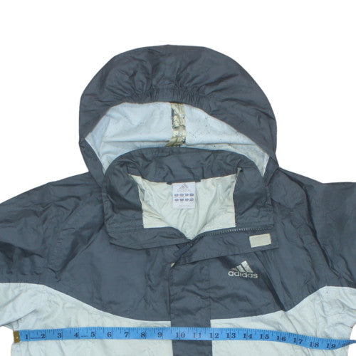 Adidas Mens Grey L Windbreaker Hooded Full Zip Jacket