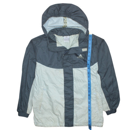 Adidas Mens Grey L Windbreaker Hooded Full Zip Jacket
