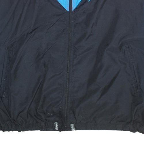 Adidas Womens Blue Retro Windbreaker Jacket L Hooded Full Zip Lightweight
