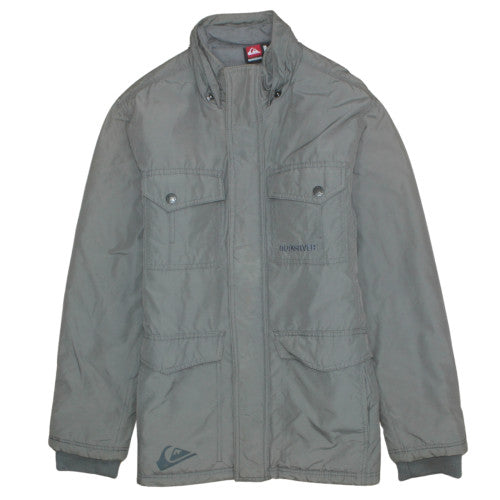 Quiksilver Womens Grey Military Jacket Size 14 Lined Mid-Length