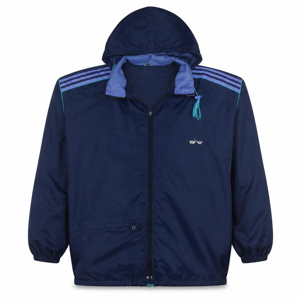 Adidas Men's Blue Medium Windbreaker Hooded Jacket