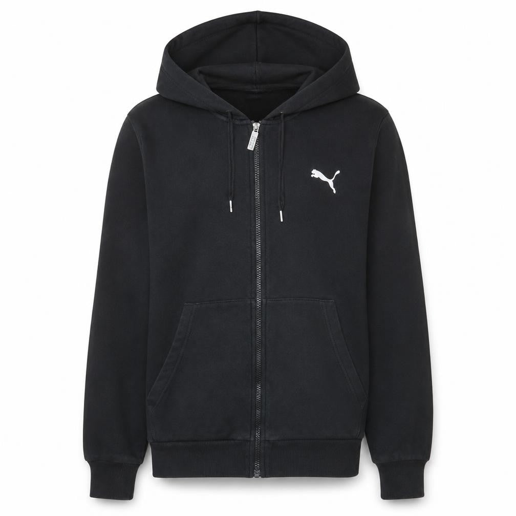 Puma Men's Black Full Zip Hoodie M Cotton Blend Sportswear