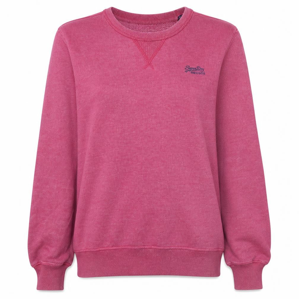 Superdry Women Pink Crew Neck Pullover Sweatshirt L Vintage Style