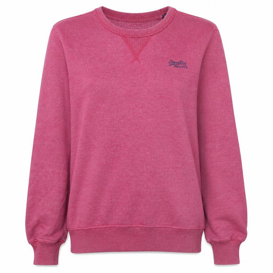 Superdry Women Pink Crew Neck Pullover Sweatshirt L Vintage Style