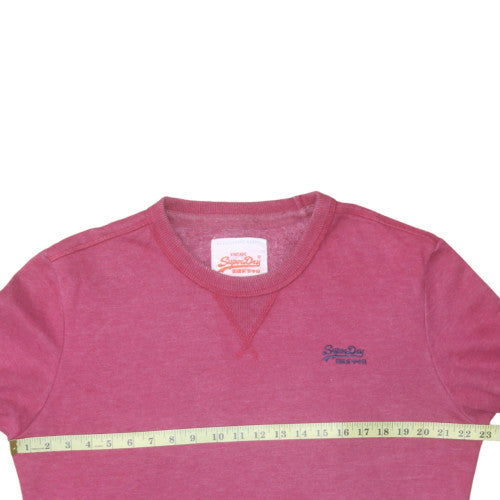 Superdry Women Pink Crew Neck Pullover Sweatshirt L Vintage Style