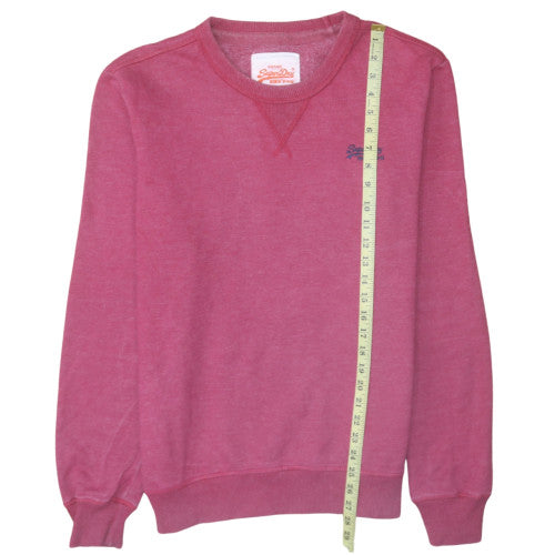 Superdry Women Pink Crew Neck Pullover Sweatshirt L Vintage Style