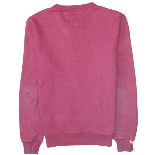 Superdry Women Pink Crew Neck Pullover Sweatshirt L Vintage Style