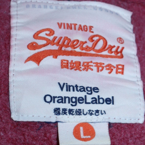 Superdry Women Pink Crew Neck Pullover Sweatshirt L Vintage Style