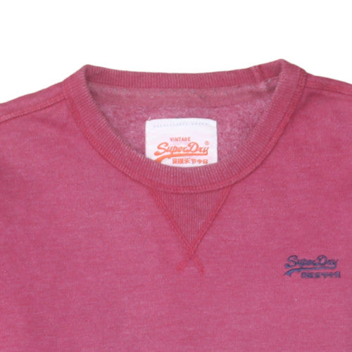 Superdry Women Pink Crew Neck Pullover Sweatshirt L Vintage Style