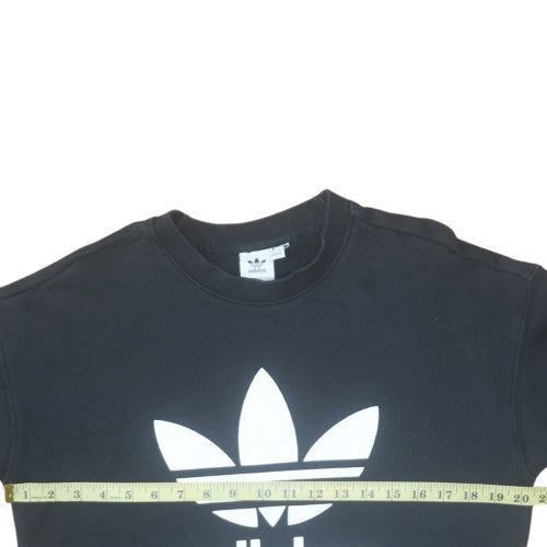 Adidas Womens Black Crew Neck Pullover Sweatshirt Size 10