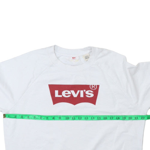 Levi's Men's White Logo Crew Neck Pullover Sweatshirt M