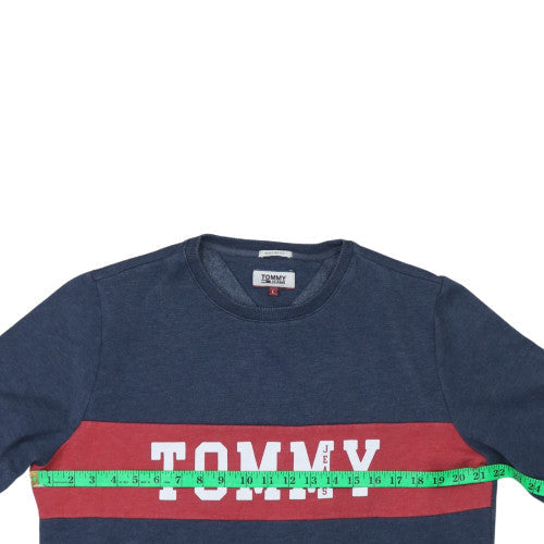 Tommy Jeans Men’s Blue Pullover Sweatshirt L Regular Fit Logo