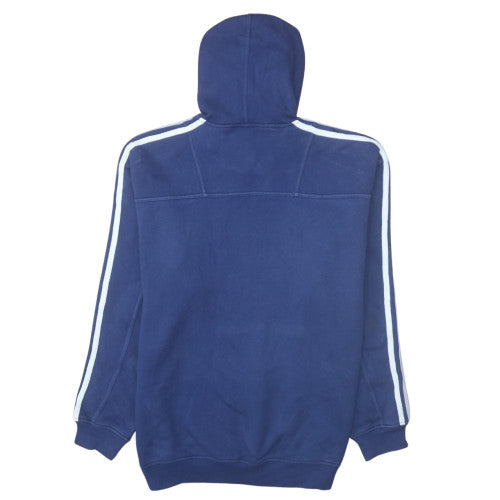 Adidas Men Blue Pullover Hoodie L Sports Fleece Logo Sweatshirt