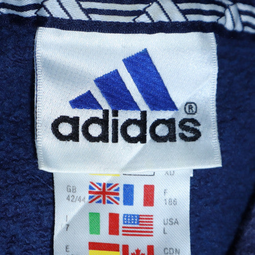 Adidas Men Blue Pullover Hoodie L Sports Fleece Logo Sweatshirt