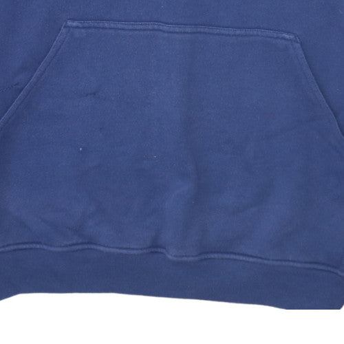Adidas Men Blue Pullover Hoodie L Sports Fleece Logo Sweatshirt