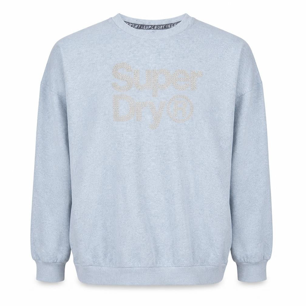 Superdry Womens Light Blue XL Crew Neck Logo Pullover Sweatshirt