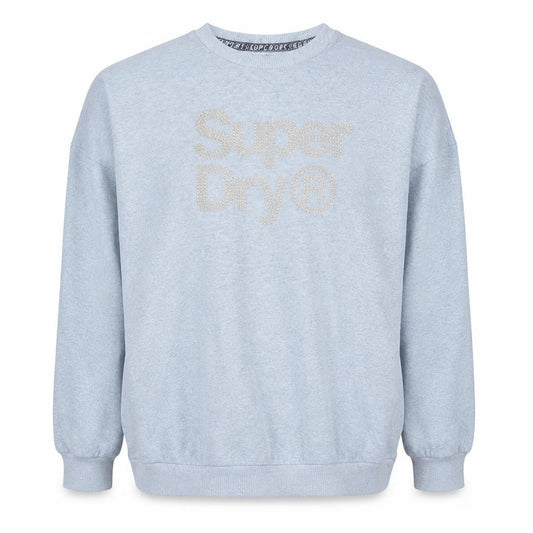 Superdry Womens Light Blue XL Crew Neck Logo Pullover Sweatshirt