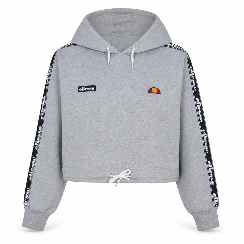 Ellesse Women's Grey Cropped Hoodie UK 14 Logo Tape Drawstring