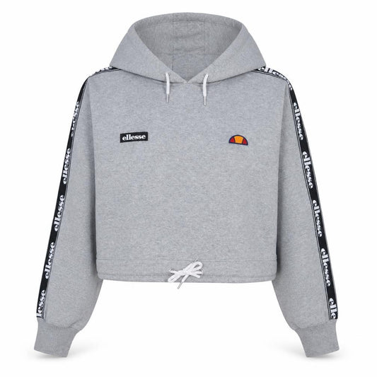 Ellesse Women's Grey Cropped Hoodie UK 14 Logo Tape Drawstring