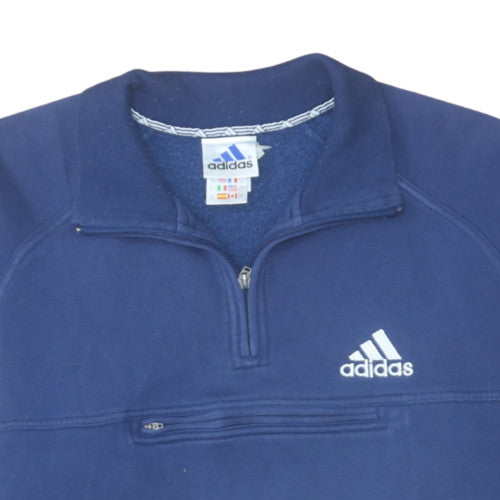 Adidas Men’s Blue 1/4 Zip Fleece Sweatshirt Size S Sports Pullover