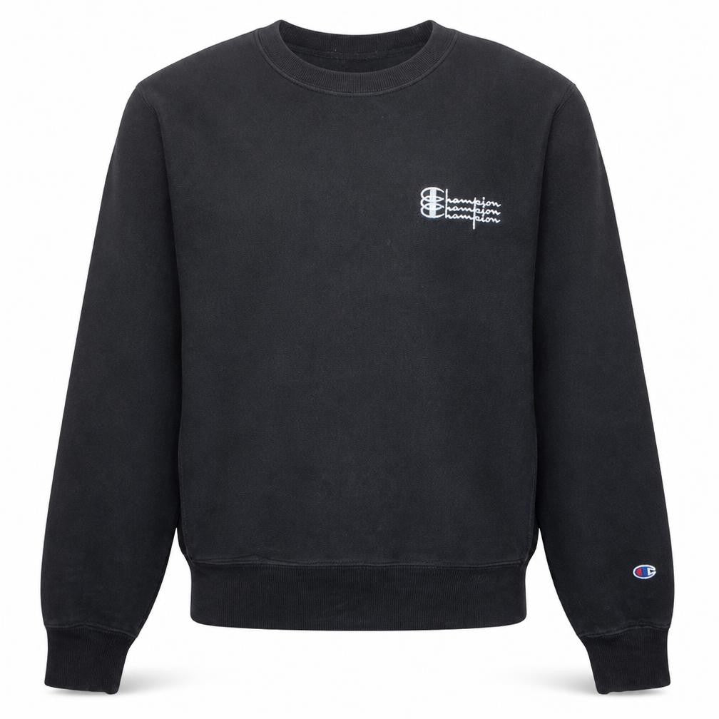 Champion Men's Black Small Reverse Weave Crew Neck Sweatshirt