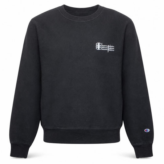 Champion Men's Black Small Reverse Weave Crew Neck Sweatshirt