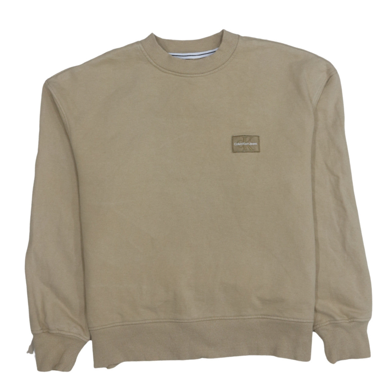 Calvin Klein Jeans Men's Beige Cotton Pullover Sweatshirt S