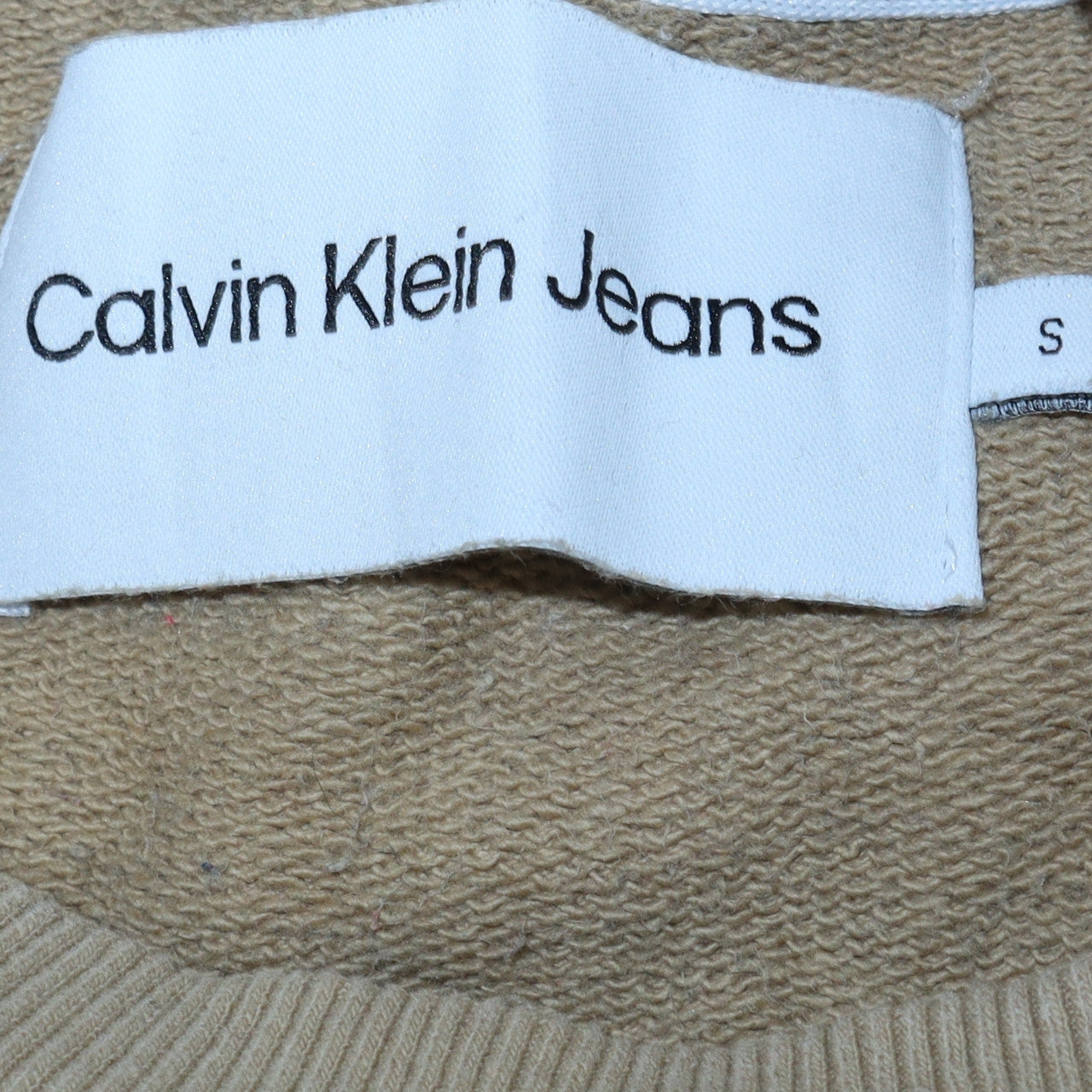 Calvin Klein Jeans Men's Beige Cotton Pullover Sweatshirt S