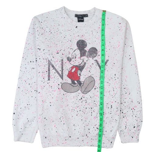 Disney Women's White Mickey Mouse Graphic Pullover Sweatshirt M
