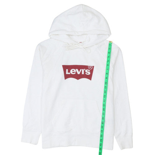 Levi's Men's White Pullover Hoodie M Graphic Logo Sweatshirt