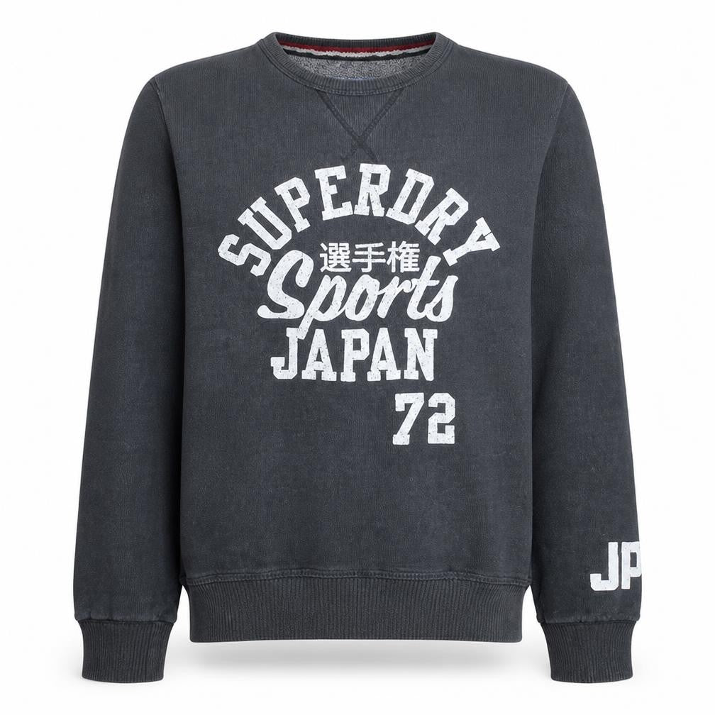 Superdry Men's Black Crew Neck Pullover Sweatshirt L Sports Japan 72