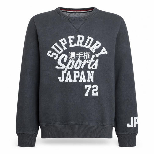 Superdry Men's Black Crew Neck Pullover Sweatshirt L Sports Japan 72
