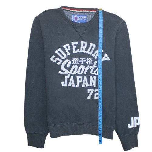 Superdry Men's Black Crew Neck Pullover Sweatshirt L Sports Japan 72