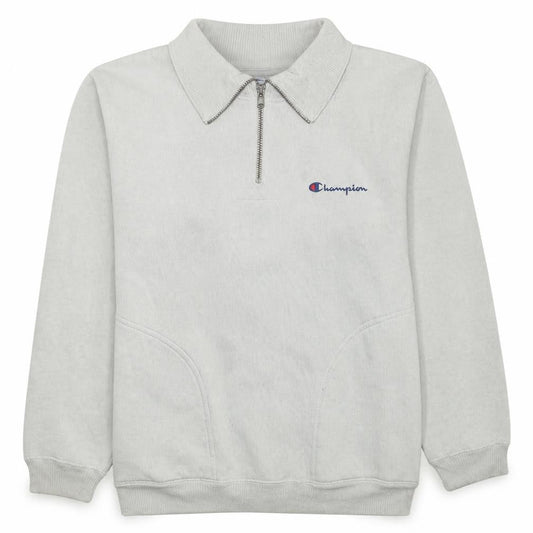 Champion Men's White Collared 1/2 Zip Sweatshirt Medium Fleece