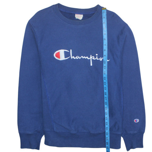 Champion Men's Blue Reverse Weave Sweatshirt Size L Embroidered Logo