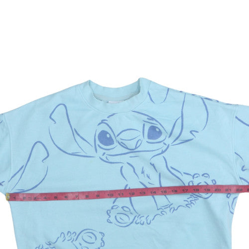Disney Women’s Blue Stitch Sweatshirt Small Crew Neck Pullover