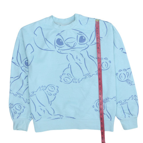 Disney Women’s Blue Stitch Sweatshirt Small Crew Neck Pullover