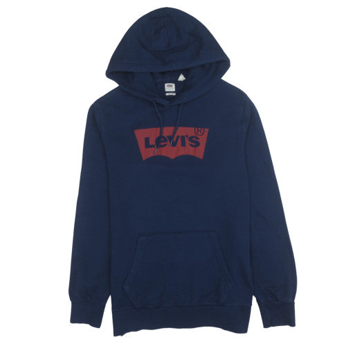Levi's Mens Blue Logo Pullover Hoodie Size M Fleece Sweatshirt
