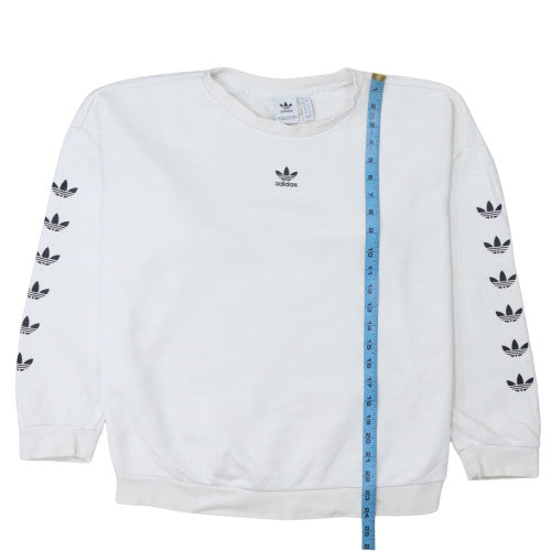 Adidas Womens White Crew Neck Pullover Sweatshirt Size 12