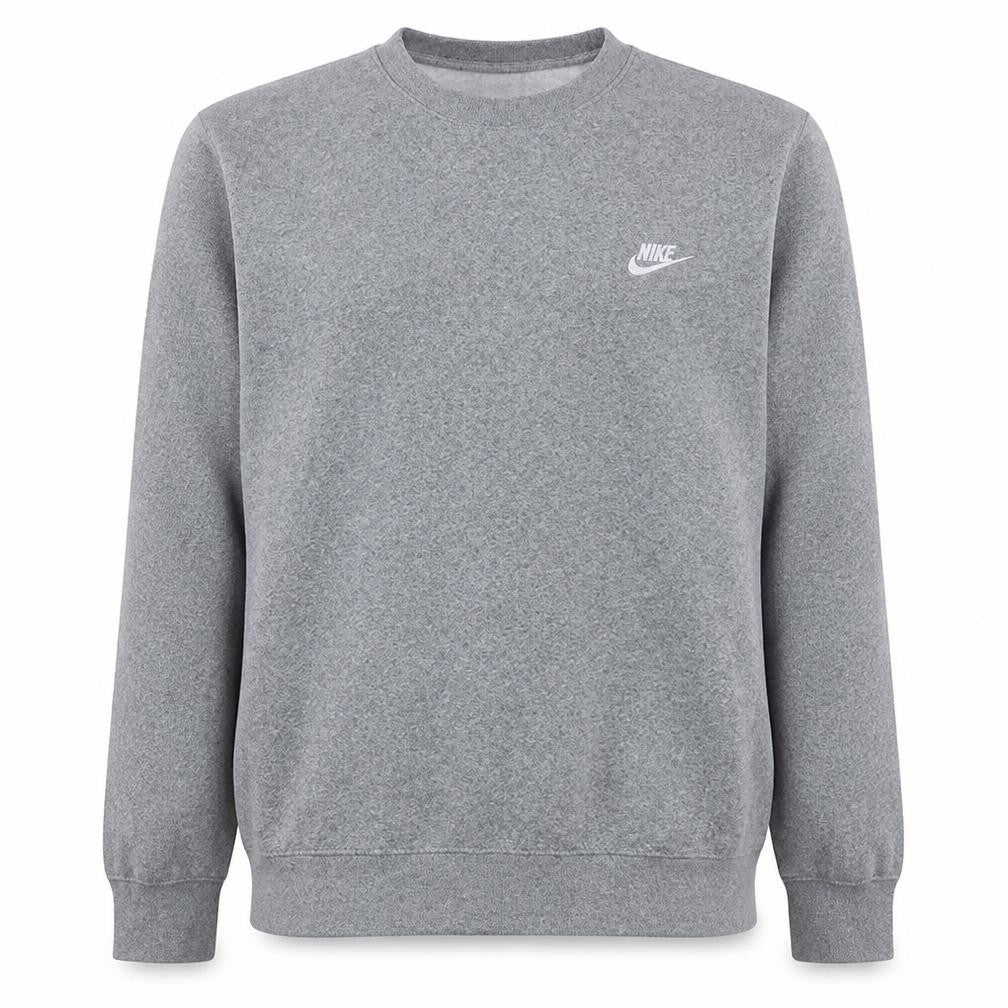 Nike Men's Grey Regular Fit Crew Neck Fleece Sweatshirt M