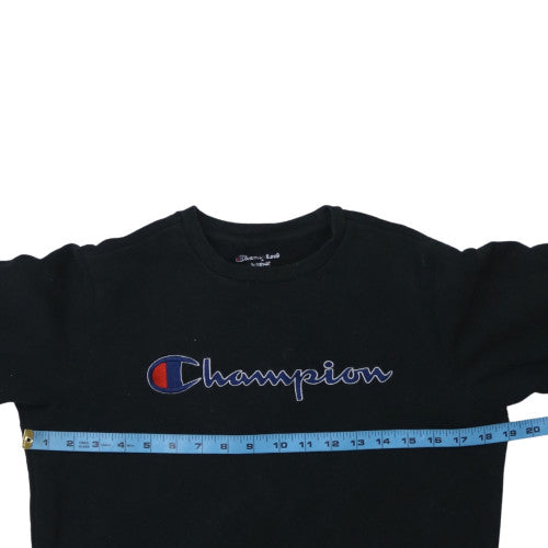 Champion Men's Black Embroidered Logo Crew Neck Sweatshirt L