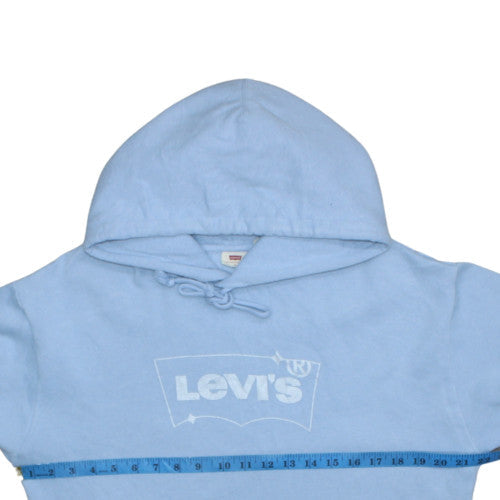 Levi's Men Blue Pullover Hoodie M Cotton Blend Logo Sweatshirt