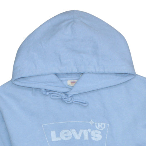 Levi's Men Blue Pullover Hoodie M Cotton Blend Logo Sweatshirt