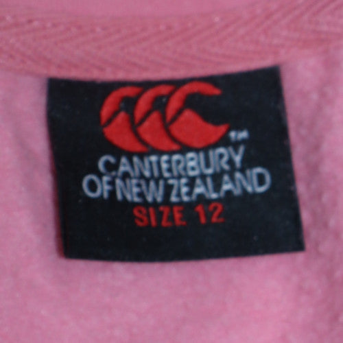 Canterbury Women Pink Hoodie Size 12 Pullover Cotton Blend Logo Style
