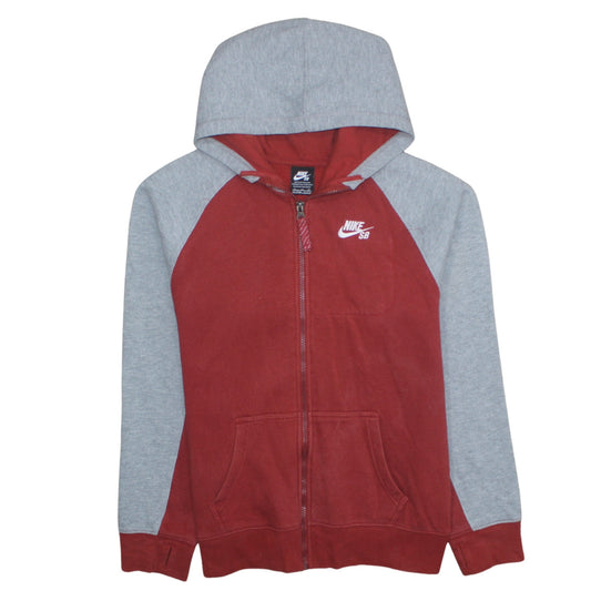 Nike SB Teens Red and Grey Full Zip Hoodie XL Cotton Blend