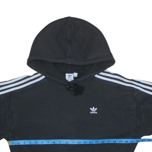 Adidas Women's Black XS Cropped Pullover Hoodie with Stripes