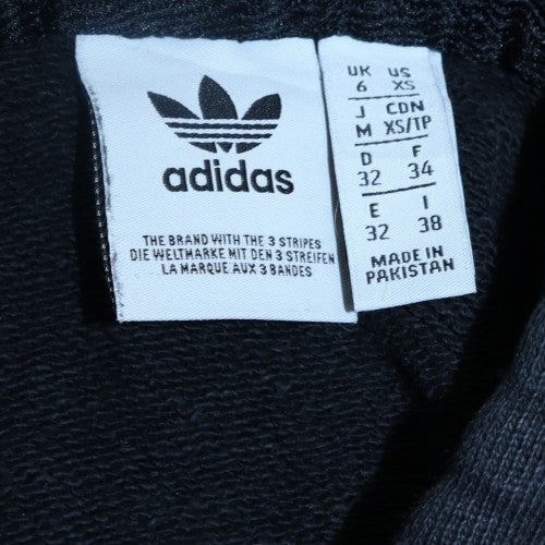 Adidas Women's Black XS Cropped Pullover Hoodie with Stripes